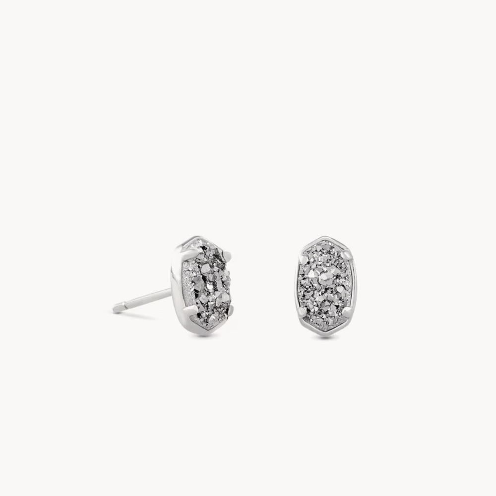 Kendra Scott Silver Emilie Druzy Hexagon Stud Earrings
